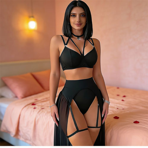 Garter Lingerie Set With Skirt